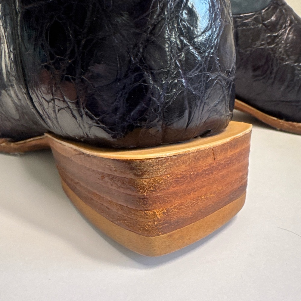 Vintage El Malcreado Western Cowboy Leather Alligator Blue Boots Sz 10.5 - Picture 6 of 16